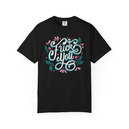 T-Shirt mit floraler „FUCK YOU“-Grafik