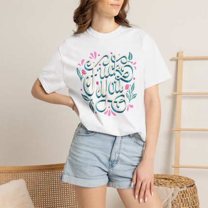 T-Shirt mit floraler „FUCK YOU“-Grafik