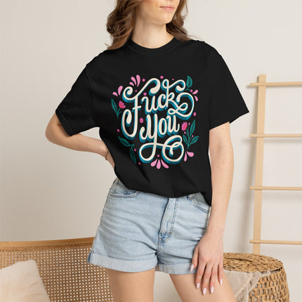 T-Shirt mit floraler „FUCK YOU“-Grafik